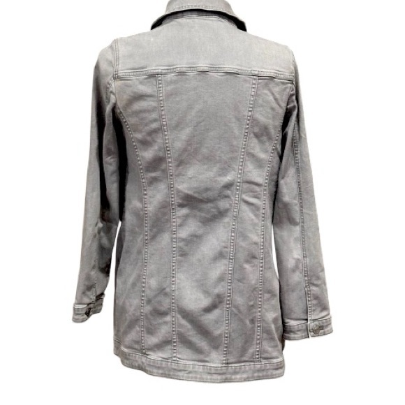 Chico’s Long Light Gray Denim Jacket - Picture 6 of 15